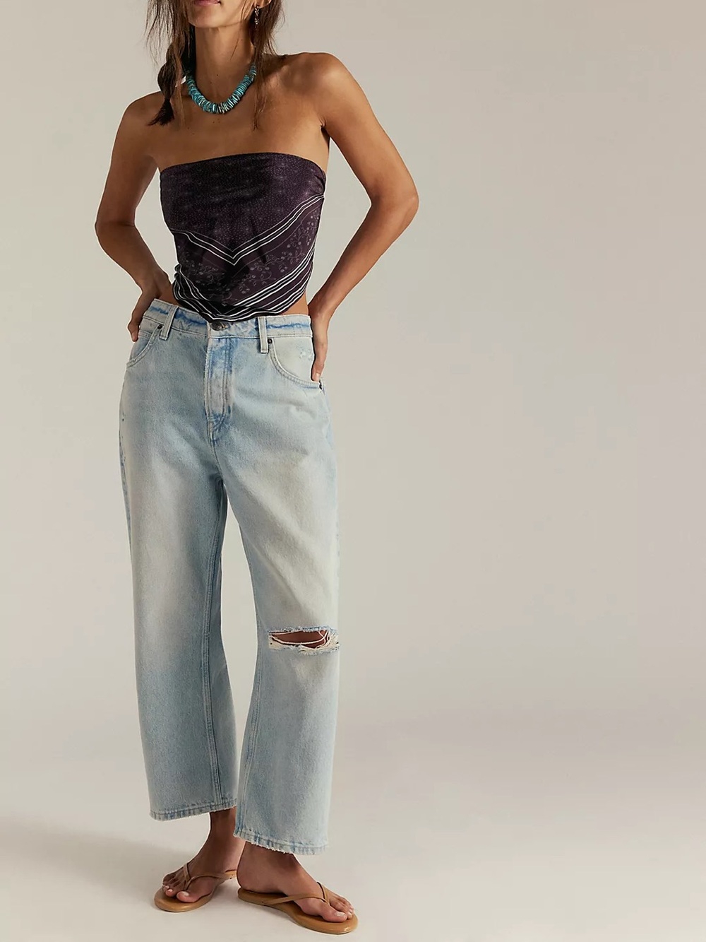 NWT FREE PEOPLE Deep Trance Dropped Boyfriend Jeans!